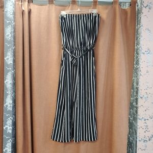 Black and White Striped Jumpsuit